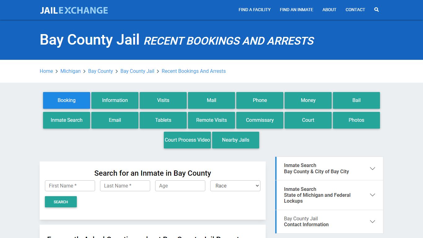 Bay County Jail Recent Bookings And Arrests - Jail Exchange